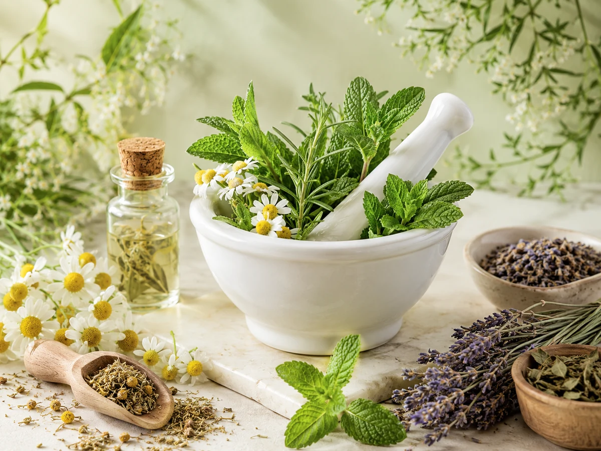 گیاهان دارویی و هاون سنتی عطاروف